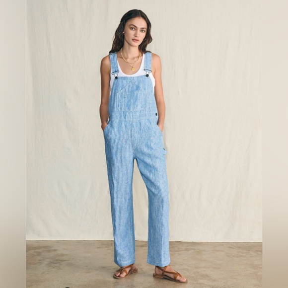 Faherty Linen Mechanic Overalls- Small - Picture 2 of 5